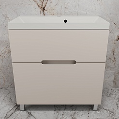 Style Line Тумба с кварцевой раковиной жасмин Матис 80 крем – фотография-2